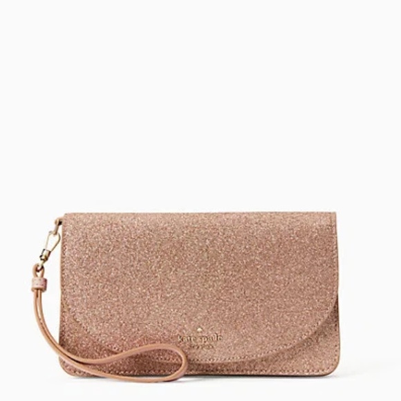 kate spade Handbags - NWT Joeley Boxed Rose Gold Glitter Wristlet